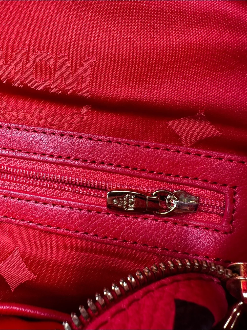 MCM Choral Logo-Print Backpack with Gold & Silver Studs
